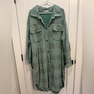Free People Teal Long Shacket